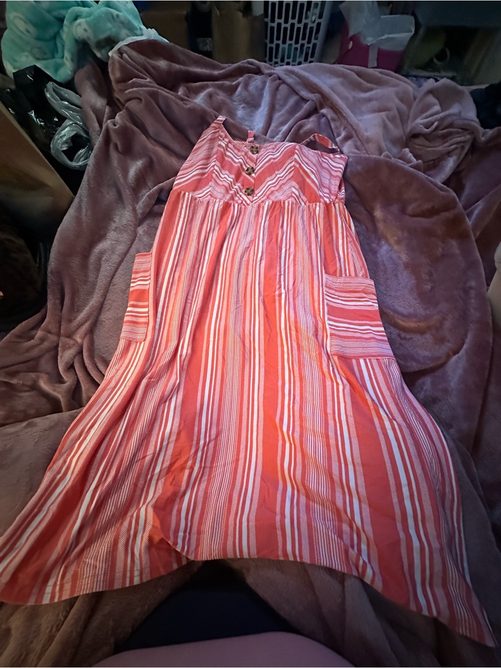 Bobbie Brooks Pink and White Striped Sundress